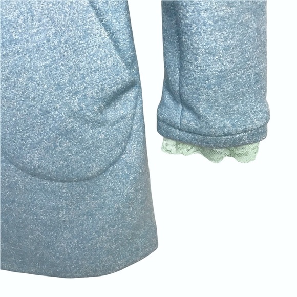 SSXR Blue Frill Neck Wool Blend Structured Mini Dress - Picture 9 of 11